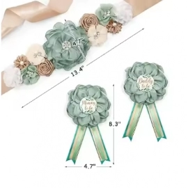 Celebrate with Style - Sage Green Maternity Sash & Mom to Be/Daddy to Be Corsage for Your Gender Reveal Party