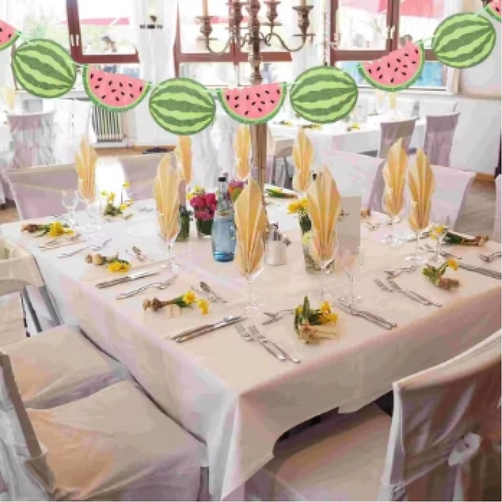 Watermelon Banner and Cake Picks Set Beautiful Birthday Party Decorations for a Memorable Celebration