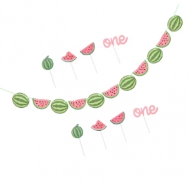 Watermelon Banner and Cake Picks Set Beautiful Birthday Party Decorations for a Memorable Celebration