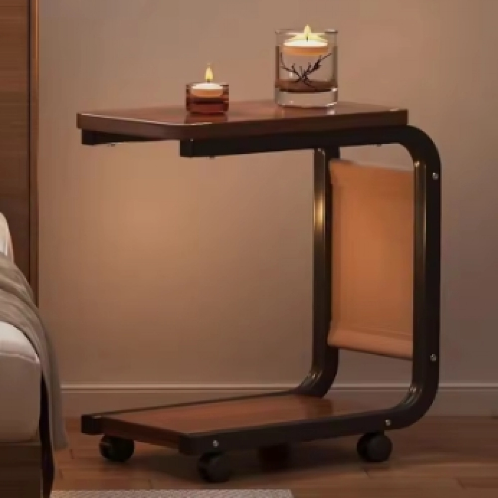 C Shaped Side Table for Living Room, Mobile Coffee Table, Sofa Side Cabinet, Simple Small Square Table, Bedroom Bedside Table