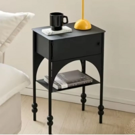 Nordic Sofa Edge Table with Black Narrow Edge Cabinet, Ideal for Small Bedrooms, Personalized Coffee Table Design