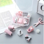 Mini Stapler Staple Punch Hole Tape Machine Set Ins Multifunction StationeryScrapbook Tool Box Office School Student Supplies