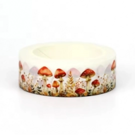 NEW 1PC 10M Decor Vintage Fairy Mushrooms Leaves Washi Tape for Scrapbooking Journaing Adhesive Masking Tape Cute Papeleria